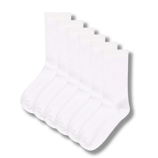 Kids 12 Pack Ankle Cotton Rich Plain School Socks - White