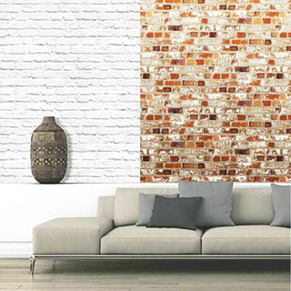 Muriva Stone Loft Orange and White Brick Wallpaper - 10m x 53cm Wide