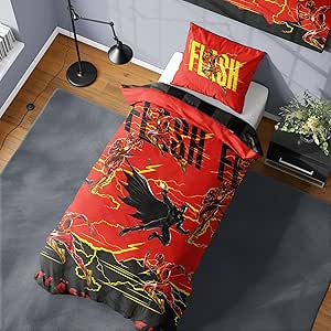 DC Justice Reversible Duvet Set - The Flash Design - Single and Double