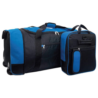 XPLR Foldaway Blue Holdall with Wheels – Lightweight 80L Travel Bag with Durable Wheels, Pull Handle & Shoulder Strap – Foldable Luggage for Gym, Hiking, Camping, Holidays & Travel – Grey, Red & Blue – Compact & Spacious