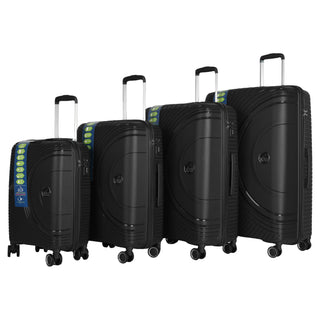 XPLR Lightweight Polypropylene Black Hard Shell Luggage – 8 Silent 360° Spinner Wheels with Built-in TSA Lock – 20”, 24”, 28” and XL 32” Size – 3 Pc and 4 Pc Sets