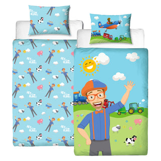Blippi Reversible Duvet Set - Digger Adventure & Farm Fun Design - Single