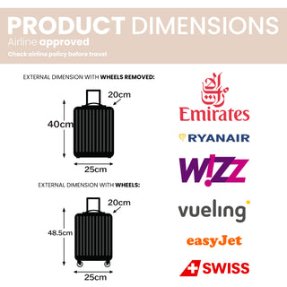 XPLR Underseat Champagne ABS Cabin Suitcase – Lightweight 2KG Removable-Wheel Luggage with 3-Step Telescopic Handle, Lockable Zippers & Fully Lined Interior – Compact Carry-On for Airlines
