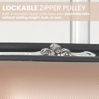 XPLR Underseat Champagne ABS Cabin Suitcase – Lightweight 2KG Removable-Wheel Luggage with 3-Step Telescopic Handle, Lockable Zippers & Fully Lined Interior – Compact Carry-On for Airlines