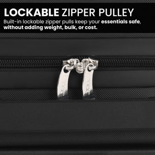 XPLR Underseat Black ABS Cabin Suitcase – Lightweight 2KG Removable-Wheel Luggage with 3-Step Telescopic Handle, Lockable Zippers & Fully Lined Interior – Compact Carry-On for Airlines