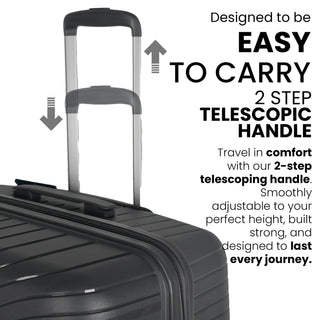 XPLR Lightweight Polypropylene Charcoal Grey Hard Shell Luggage – 8 Silent 360° Spinner Wheels with Built-in TSA Lock – 20”, 24”, 28” and XL 32” Size – 3 Pc and 4 Pc Sets