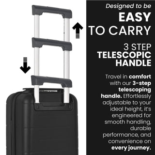 XPLR Underseat Black ABS Cabin Suitcase – Lightweight 2KG Removable-Wheel Luggage with 3-Step Telescopic Handle, Lockable Zippers & Fully Lined Interior – Compact Carry-On for Airlines