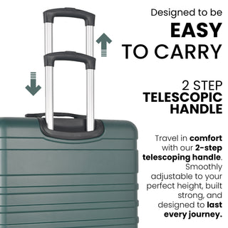 XPLR 5-Piece Green ABS Luggage Set – Durable Hard Shell Suitcases with TSA Lock, 360° Spinner Wheels & Organised Interiors – Includes Carry-On & Toiletry Bag – Scratch-Resistant Finish