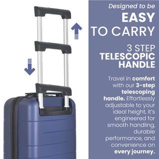 XPLR Underseat Blue ABS Cabin Suitcase – Lightweight 2KG Removable-Wheel Luggage with 3-Step Telescopic Handle, Lockable Zippers & Fully Lined Interior – Compact Carry-On for Airlines