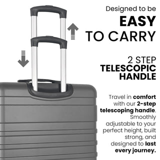 XPLR 5-Piece Charcoal Grey ABS Luggage Set – Durable Hard Shell Suitcases with TSA Lock, 360° Spinner Wheels & Organised Interiors – Includes Carry-On & Toiletry Bag – Scratch-Resistant Finish