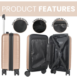 XPLR Underseat Champagne ABS Cabin Suitcase – Lightweight 2KG Removable-Wheel Luggage with 3-Step Telescopic Handle, Lockable Zippers & Fully Lined Interior – Compact Carry-On for Airlines