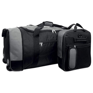 XPLR Foldaway Grey Holdall with Wheels – Lightweight 80L Travel Bag with Durable Wheels, Pull Handle & Shoulder Strap – Foldable Luggage for Gym, Hiking, Camping, Holidays & Travel – Grey, Red & Blue – Compact & Spacious