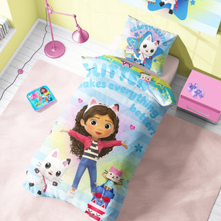 Gabby’s Dollhouse Reversible Duvet Set - Glitter Makes Everything Better Design - Single