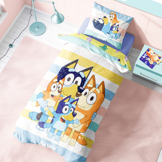 Bluey Reversible Duvet Set - Heeler Family Design - Single