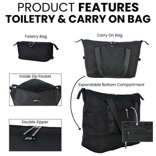 XPLR 5-Piece Charcoal Grey ABS Luggage Set – Durable Hard Shell Suitcases with TSA Lock, 360° Spinner Wheels & Organised Interiors – Includes Carry-On & Toiletry Bag – Scratch-Resistant Finish