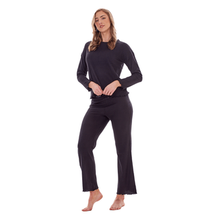 Keanu Ladies Waffle Pyjamas - Black Design