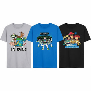 Disney Pixar Toy Story 5 Boys T-Shirts 3 Pack - Official Licensed Kids T-Shirts - Buzz Lightyear Woody Jessie - Ages 18 Months - 10 Years - Grey Blue Black - image 8