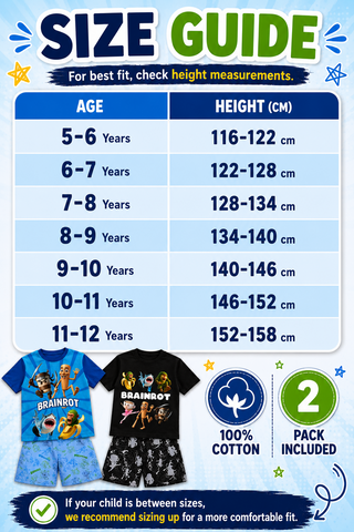 Gamer Brainrot Pyjamas Pack of 2 Short Sets | Kids Cotton Py - Image 8
