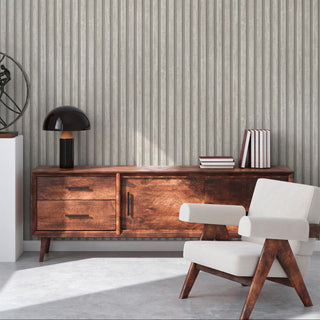 AS Creation Slats Wallpaper in Light Grey - 10m x 53cm Wide