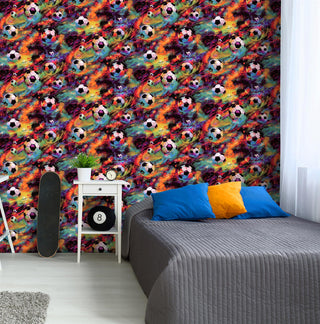 Holden Decor Football Galaxy Multi Wallpaper 13780 – Fun Football Design – 10m Roll