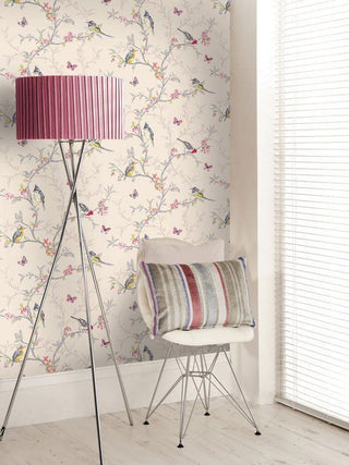 Holden Decor Phoebe Birds Beige Wallpaper 98082 – Charming Bird & Floral Design – 10m Roll
