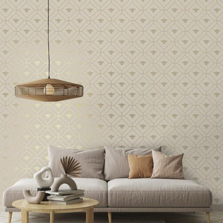 Holden Decor Honeycomb Bee Taupe/Gold Wallpaper 13082 – Elegant Bee & Honeycomb Design – 10m Roll