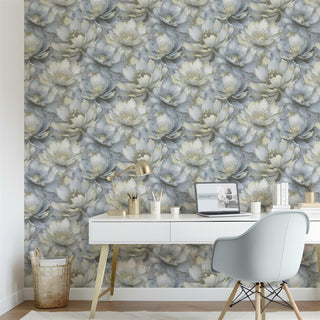 Muriva Aminah Floral Blue Wallpaper 224504 10m Roll Elegant Botanical Feature Wall