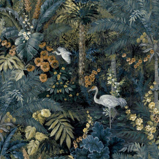 Holden Decor Jungle Paradise Navy Wallpaper 13180 – Tropical Botanical Design – 10m Roll