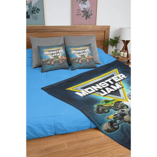 Monster Jam Fleece Blanket - Grave Digger, Max-D, Megalodon, Dragon & El Toro Loco Design - 100% Polyester - 100 x 150cm