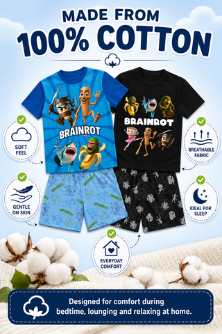 Gamer Brainrot Pyjamas Pack of 2 Short Sets | Kids Cotton Py - Image 4