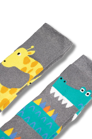 Kids 6 Pack Thermal Wellington Boot Socks - Assorted Fun Animal Designs