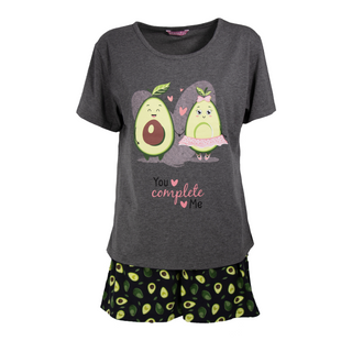 Keanu Ladies Shortie Pyjamas - Avocado You Complete Me Design - Cotton Blend
