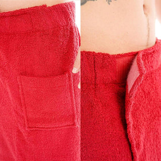 Keanu Mens Towel Wrap - 100% Cotton - White, Red and Black Design