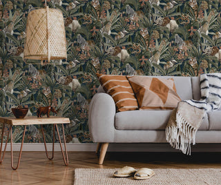 Holden Decor Safari Fusion Navy Wallpaper 13012 – Exotic Animal & Botanical Design – 10m Roll