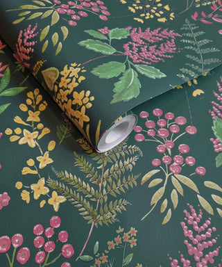 Holden Decor Floral Sprig Teal/Pink Wallpaper 13660 – Delicate Floral Design – 10m Roll