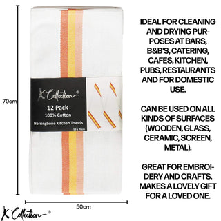 K Collection Red 12 Pack Kitchen Towels Set - 100% Pure Cotton Classic Herringbone Weave