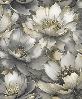 Muriva Aminah Floral Charcoal & Gold Wallpaper 224501 10m Roll Luxury Feature Wall