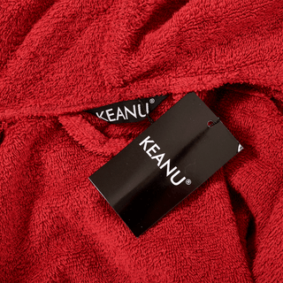 Keanu Mens Bath Robe - Red Design - 100% Cotton - Sizes M/L