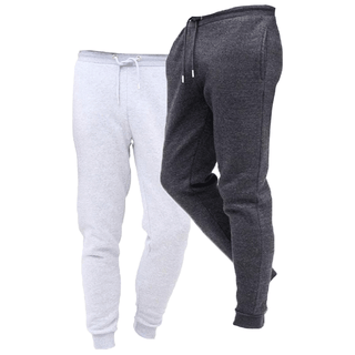 Keanu Mens 2 Pack Slim Fit Joggers - Charcoal and Light Grey Designs - Cotton Blend