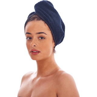Keanu 3 Pack Hair Turban Towel - 100% Cotton - 64 x 23cm - Black, Fuchsia, Aquamarine Design