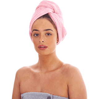 Keanu 3 Pack Hair Turban Towel - 100% Cotton - 64 x 23cm -Berry, Lilac, Pink Design