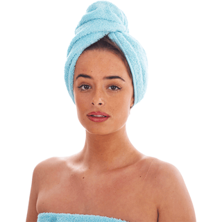 Keanu 3 Pack Hair Turban Towel - 100% Cotton - 64 x 23cm - Black, Fuchsia, Aquamarine Design