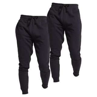 Keanu Mens 2 Pack Slim Fit Joggers - Black Designs - Cotton Blend