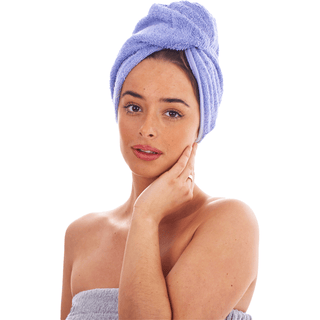 Keanu 3 Pack Hair Turban Towel - 100% Cotton - 64 x 23cm -Berry, Lilac, Pink Design