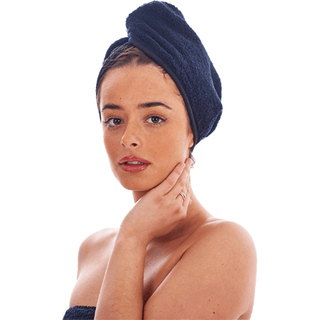 Keanu 3 Pack Hair Turban Towel - 100% Cotton - 64 x 23cm - Black, Fuchsia, Aquamarine Design