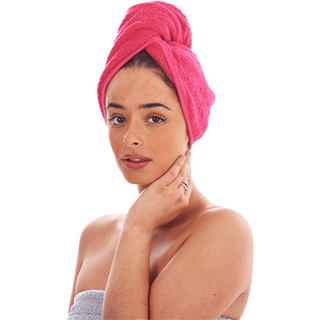 Keanu 3 Pack Hair Turban Towel - 100% Cotton - 64 x 23cm - Black, Fuchsia, Aquamarine Design