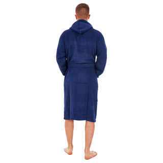 Keanu Mens Bath Robe - Navy Design - 100% Cotton - Sizes M/L