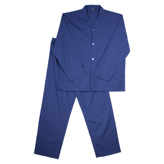 Keanu Mens Woven Pyjamas Set - Multiple Designs - Long Sleeve Button Down Shirt with Chest Pocket and Straight Leg Pants