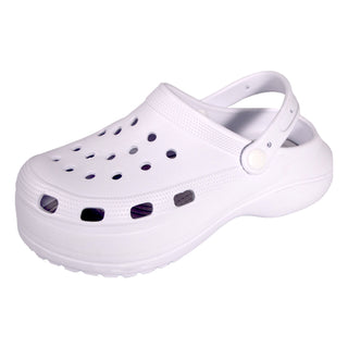 Keanu Ladies Platform Clogs - White