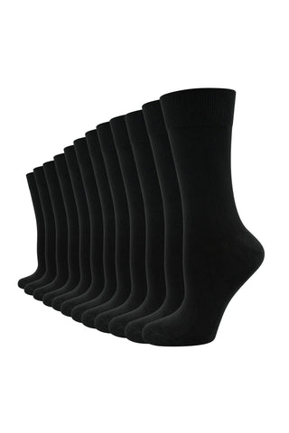 Ladies 12 Pack Bamboo Socks - Super Soft Anti Bacterial Socks - Black